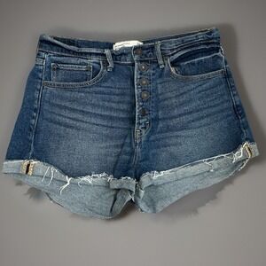 Abercrombie & Fitch‎ High Rise Denim Button Fly Cuffed Shorts Size 26